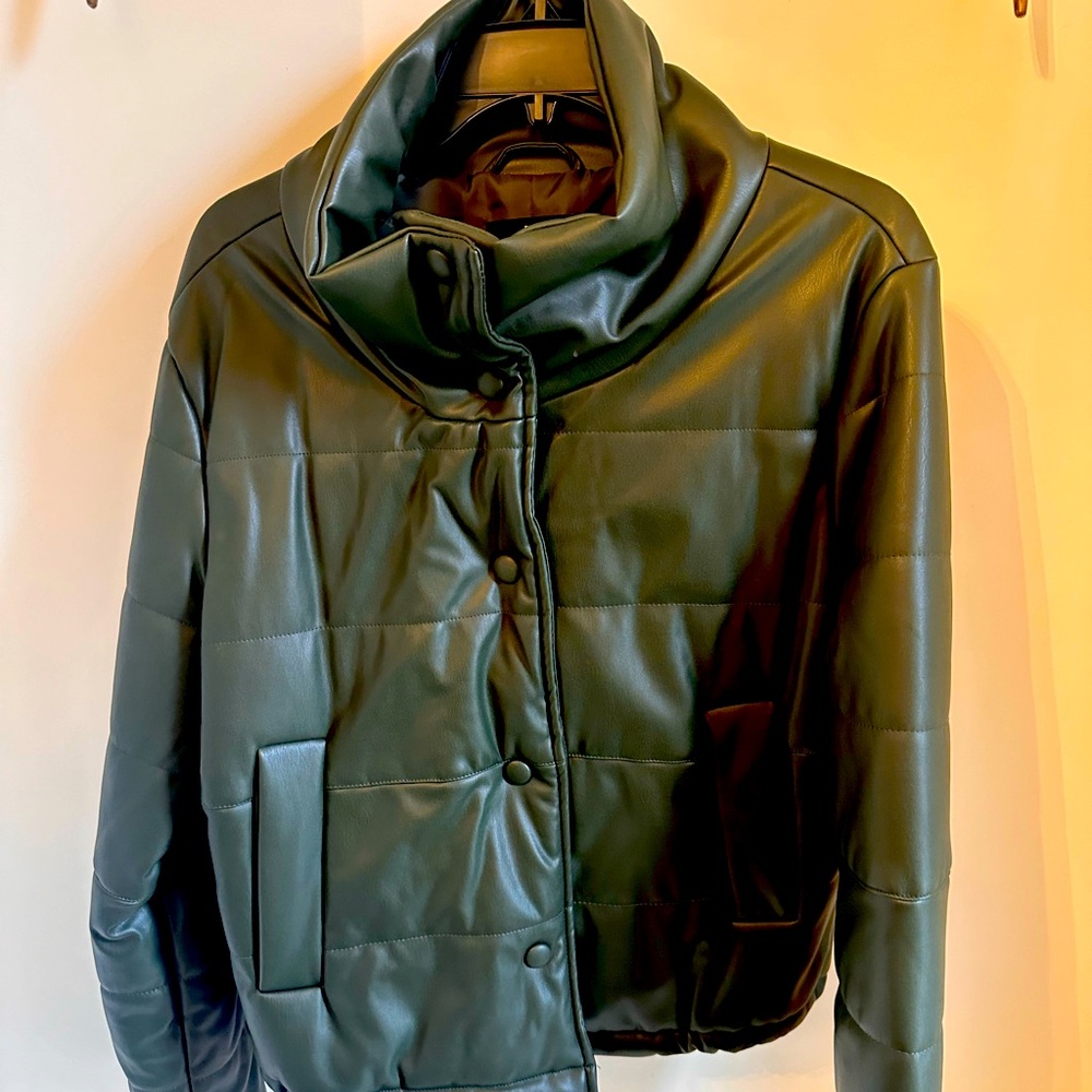 Beautiful green vegan leather Pomander Place Jacket. Purchased from Tuckernook.